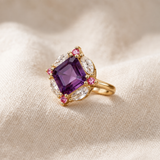 Anel halo elegante com deslumbrante lapidação princesa