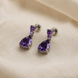 Brincos pendentes elegantes e brilhantes com ametista
