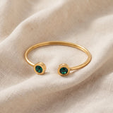 Pulseira rígida elegante verde, em dourado