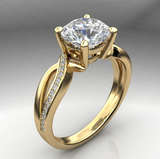 Anel vintage dourado elegante com design entrançado e zircões brilhantes