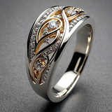 Anel elegante dourado e prateado em forma de argola