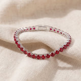 Pulseira de ténis elegante com rubi em prateado
