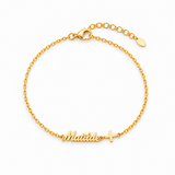 Pulseira Personalizada com Nome e Cruz