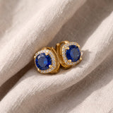 Brincos de dourado Nadine com safira