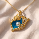Colar elegante de pérolas com concha | Dourado