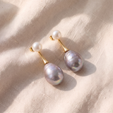 Brincos com uma bela pérola lilás | Dourado elegante