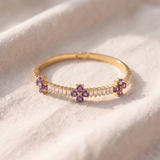 Pulseira de ouro com trevo e ametista