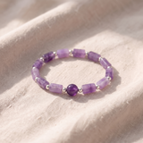 Pulseira artesanal com contas de ametista natural