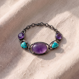 Pulseira rígida elegante com pedra oval