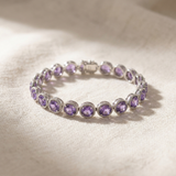 Pulseira elegante com elos e zircónias cúbicas brilhantes