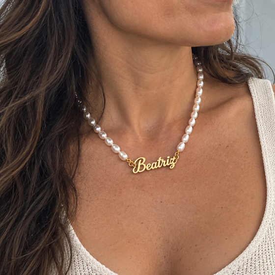 Colar de pérolas personalizado Beatriz