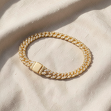Pulseira cubana elegante com moissanite brilhante