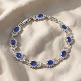 Pulseira elegante Iris com safira azul em prateado