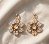 Brincos de cristal elegantes com motivo floral