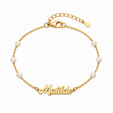 Pulseira com Nome e Pérolas