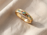 Anel rotativo elegante bicolor em dourado e prateado