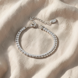 Pulseira tennis elegante de cristais em duas filas