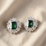 Brincos elegantes Coroa de Esmeralda