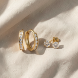 Conjunto elegante de brincos com pedras de cristal cintilantes