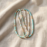 Conjunto elegante de pulseiras boho com lindas contas turquesa