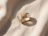 Anel elegante dourado e prateado
