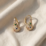 Brincos elegantes multicolores com brilho