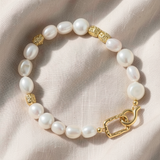 Pulseira elegante com pérolas barrocas de água doce