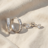 Conjunto elegante de brincos com pedras de cristal cintilantes