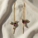 Brincos de beija-flor com esmalte elegante e zircões cintilantes